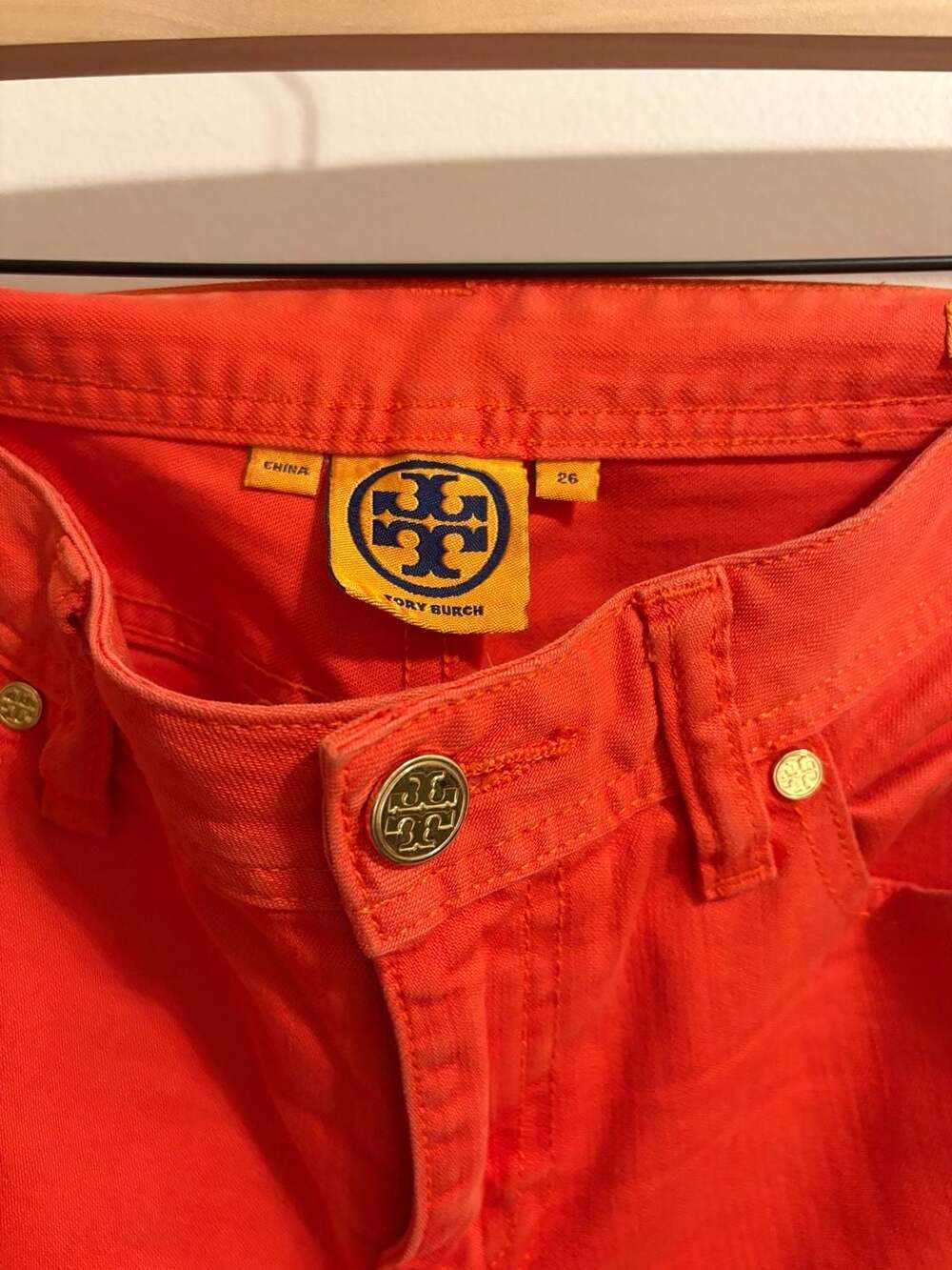 Tory Burch Orange Cropped Jeans Size 26 - Picture 5 of 7
